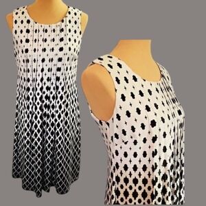 ✨Perceptions New York Geometric Print Pleated Sleeveless Dress Womens Sz M #